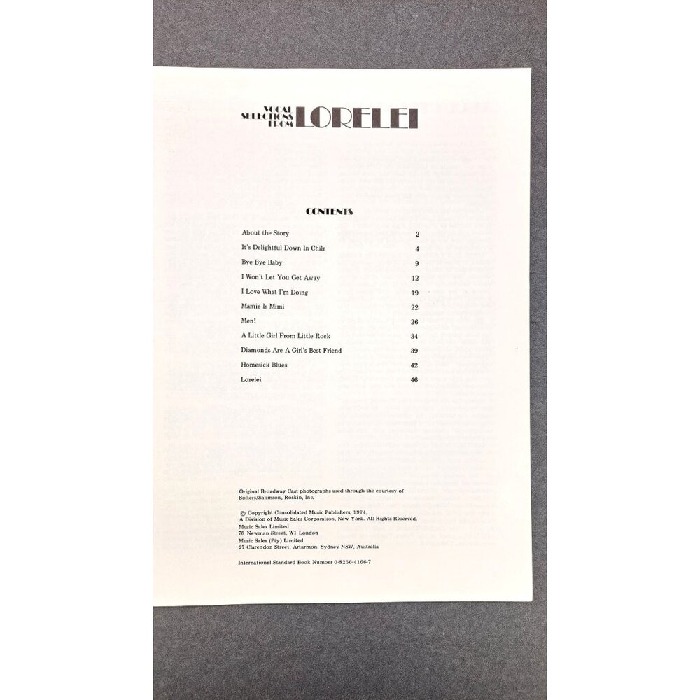Vintage Vocal Selection From Lorelei Musical Song Book Music 1974 Carol Channing - Picture 3 of 6